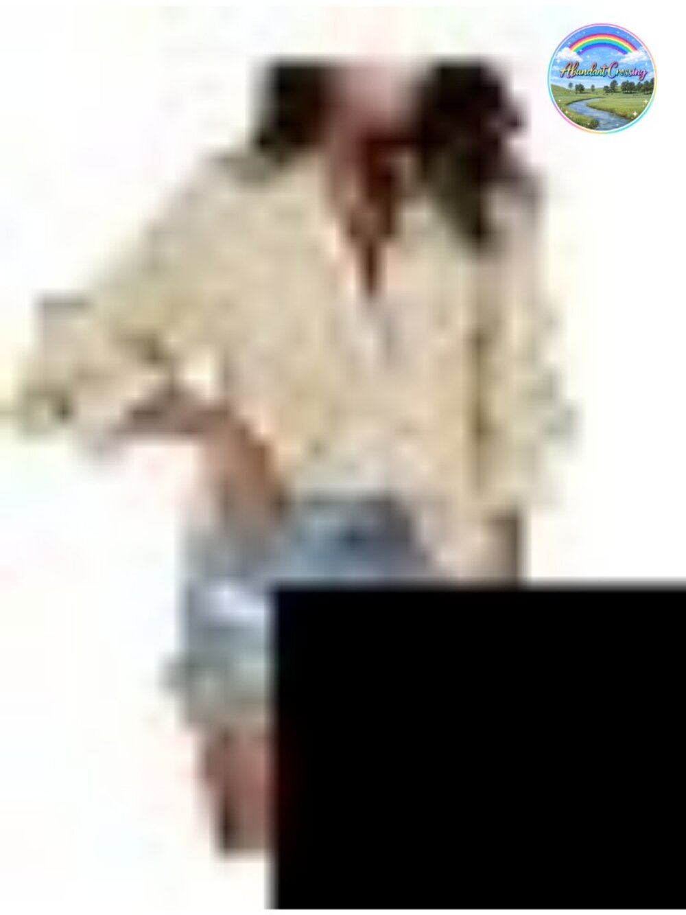 Boho Crochet Lace Eyelet Button Down Blouse Lantern Sleeve Cotton Top
